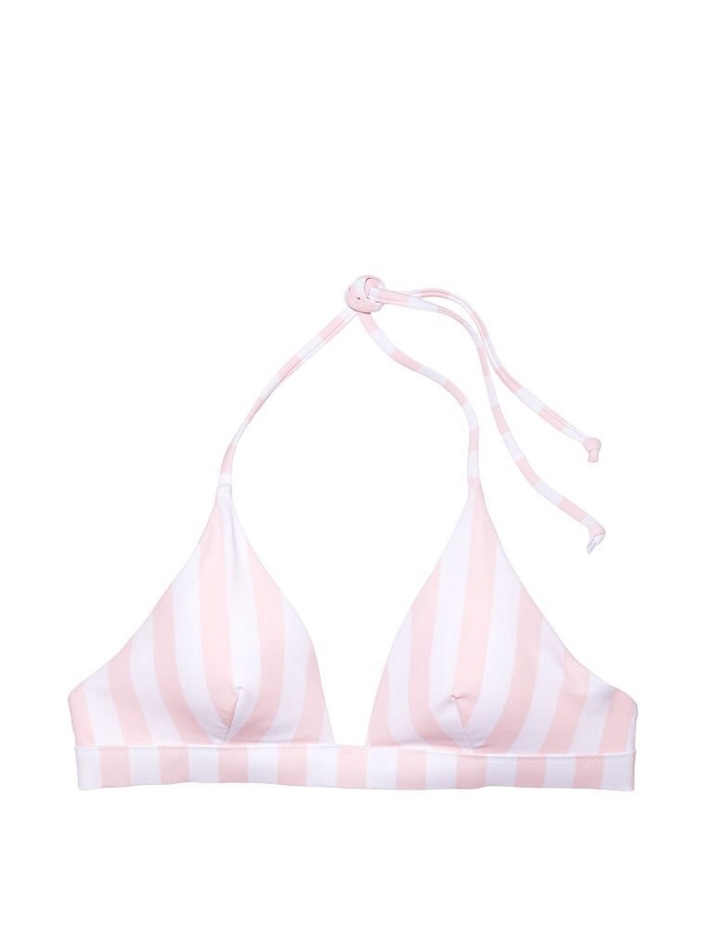Victoria’s Secret Bikini Top Triangle White Pink Striped Women’s size Large NWT